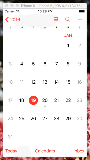 The Calendar app transitioning between views.