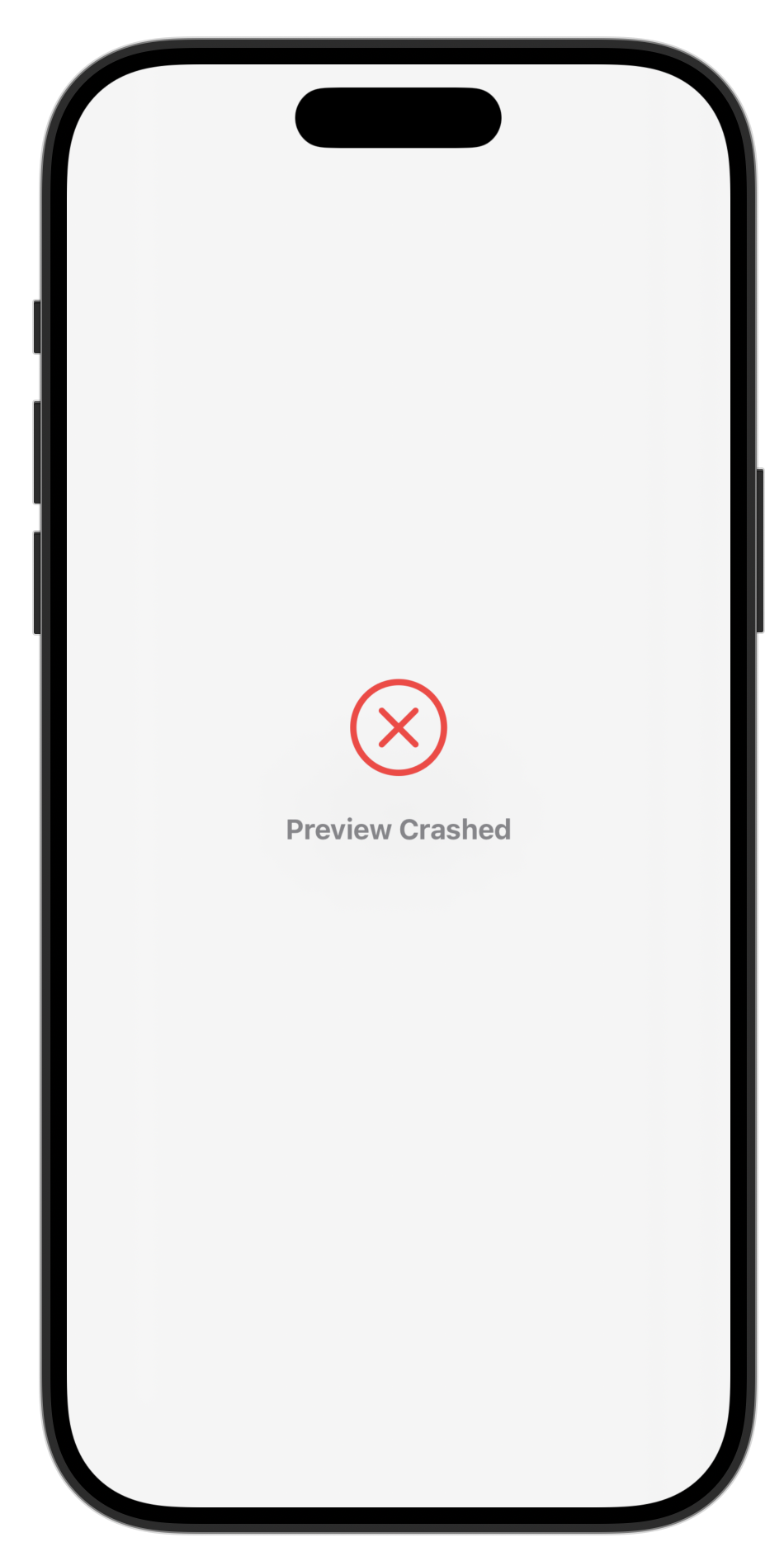 The error show in the Xcode Previews UI when the previewing engine has crashed.