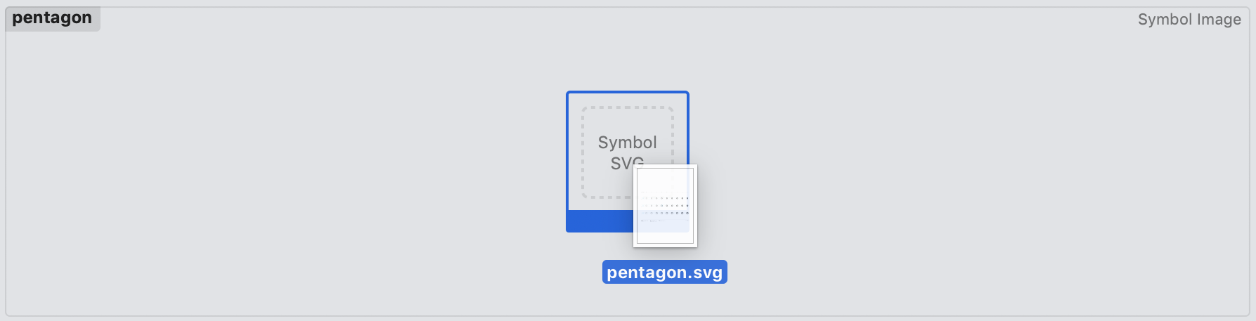 Dragging the Pentagon SVG to the symbol image set.