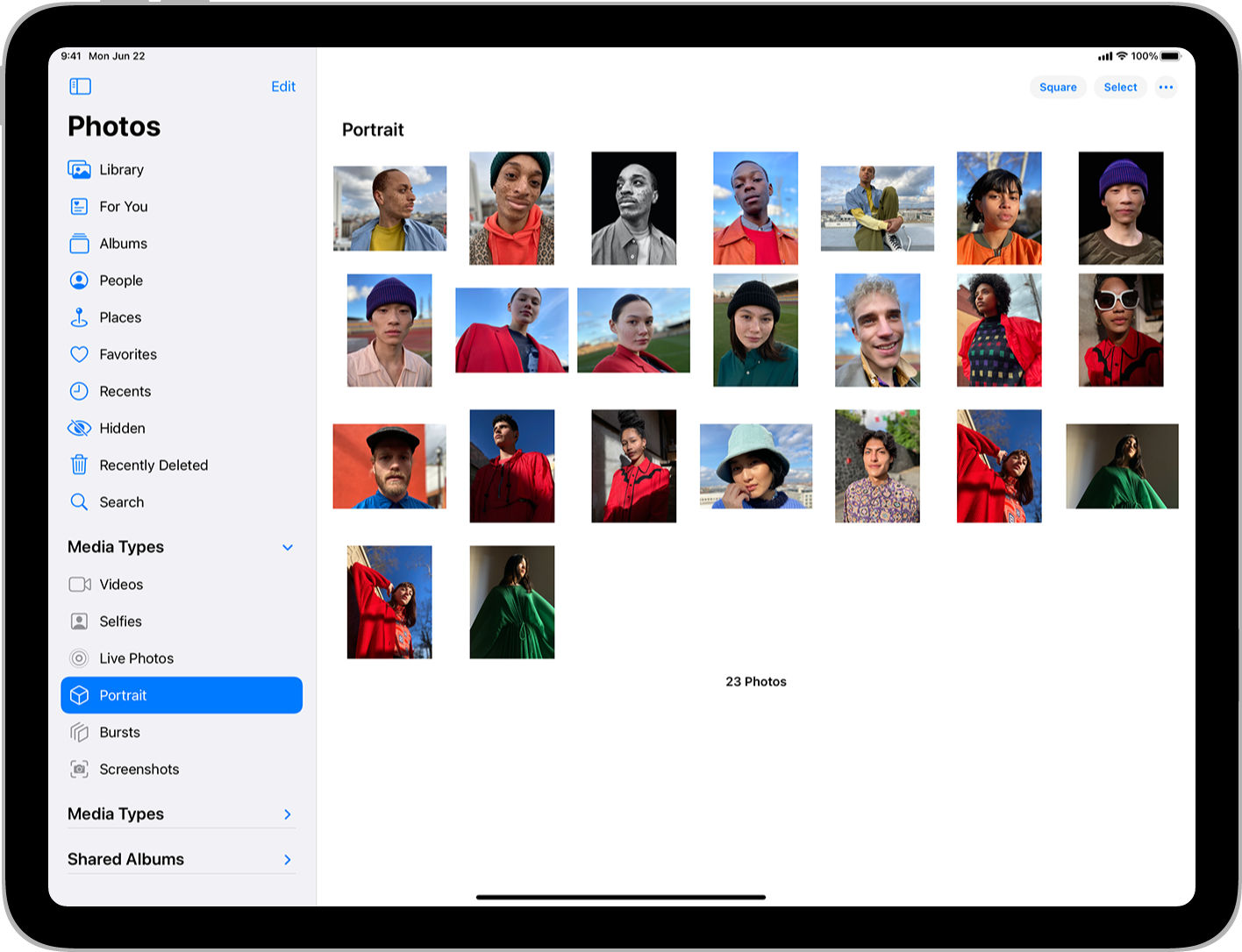 An example of the sidebar navigation style in the Apple Photos app.